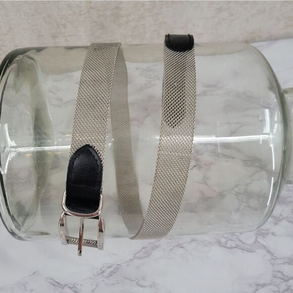 Donna Katz Vintage Chainmail / Metal Mesh Belt Silver Toned Women's Large - Picture 1 of 10